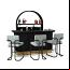 Matte Black / Brass Cocktail Bar with Back Bar and Gray Bar Stool
